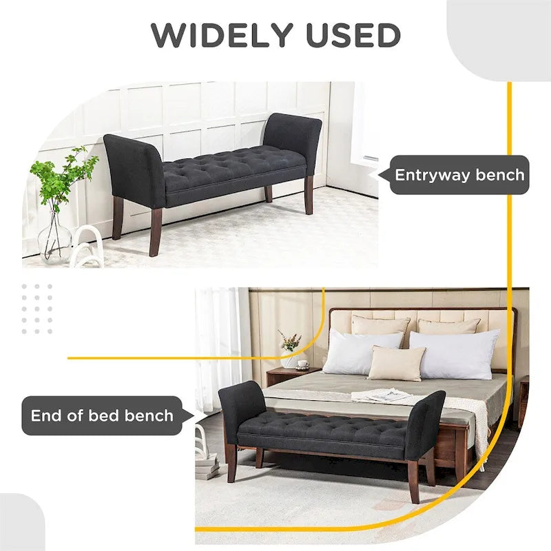 End of Bed Bench with Button Tufted Design,Upholstered Entryway Bench