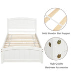 Twin Size Wood Platform Bed with Headboard and Wood Slat Support