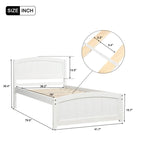 Twin Size Wood Platform Bed with Headboard and Wood Slat Support