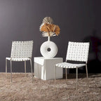 Woven Leather Dining Chair, Set of 2 – Multiple Colors, 17"W × 20.5"L × 33.8"H