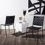 Woven Leather Dining Chair, Set of 2 – Multiple Colors, 17"W × 20.5"L × 33.8"H