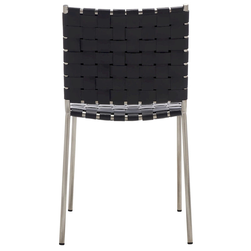 Woven Leather Dining Chair, Set of 2 – Multiple Colors, 17"W × 20.5"L × 33.8"H