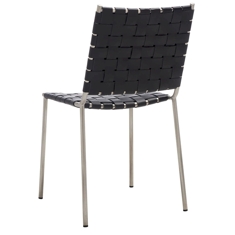 Woven Leather Dining Chair, Set of 2 – Multiple Colors, 17"W × 20.5"L × 33.8"H
