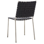 Woven Leather Dining Chair, Set of 2 – Multiple Colors, 17"W × 20.5"L × 33.8"H