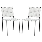 Woven Leather Dining Chair, Set of 2 – Multiple Colors, 17"W × 20.5"L × 33.8"H