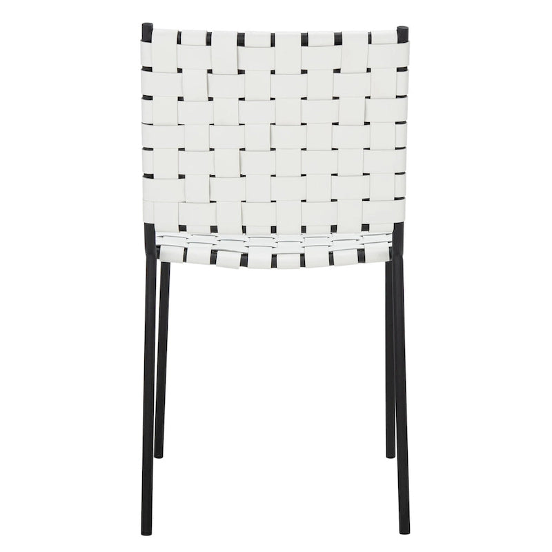 Woven Leather Dining Chair, Set of 2 – Multiple Colors, 17"W × 20.5"L × 33.8"H
