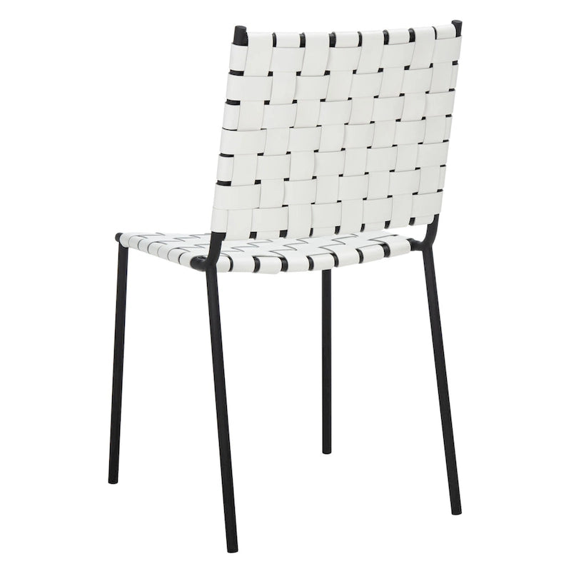 Woven Leather Dining Chair, Set of 2 – Multiple Colors, 17"W × 20.5"L × 33.8"H