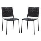 Woven Leather Dining Chair, Set of 2 – Multiple Colors, 17"W × 20.5"L × 33.8"H