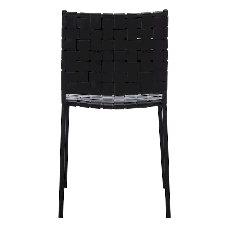 Woven Leather Dining Chair, Set of 2 – Multiple Colors, 17"W × 20.5"L × 33.8"H