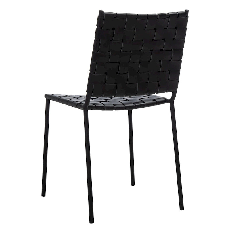 Woven Leather Dining Chair, Set of 2 – Multiple Colors, 17"W × 20.5"L × 33.8"H