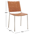 Woven Leather Dining Chair, Set of 2 – Multiple Colors, 17"W × 20.5"L × 33.8"H