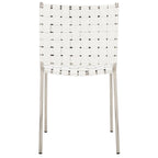 Woven Leather Dining Chair, Set of 2 – Multiple Colors, 17"W × 20.5"L × 33.8"H