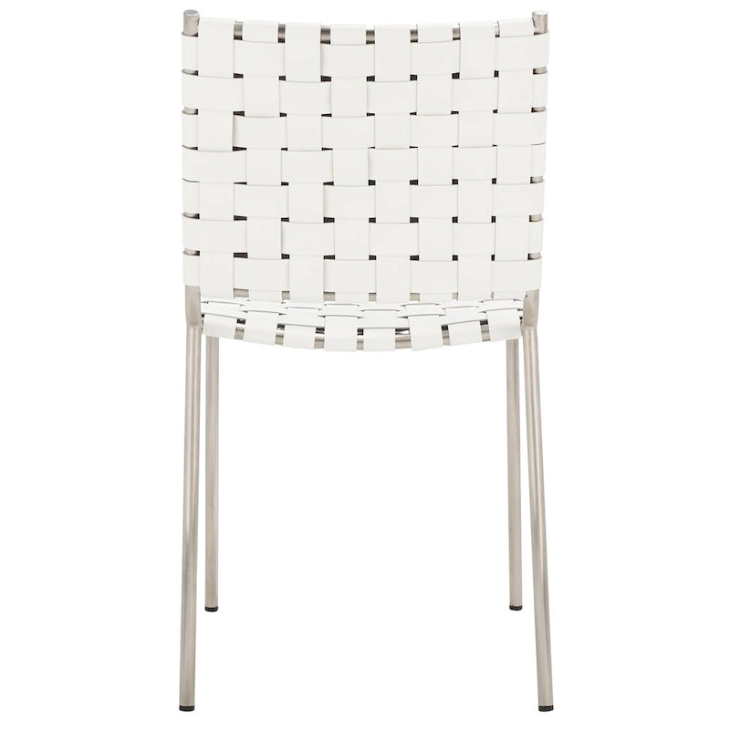 Woven Leather Dining Chair, Set of 2 – Multiple Colors, 17"W × 20.5"L × 33.8"H