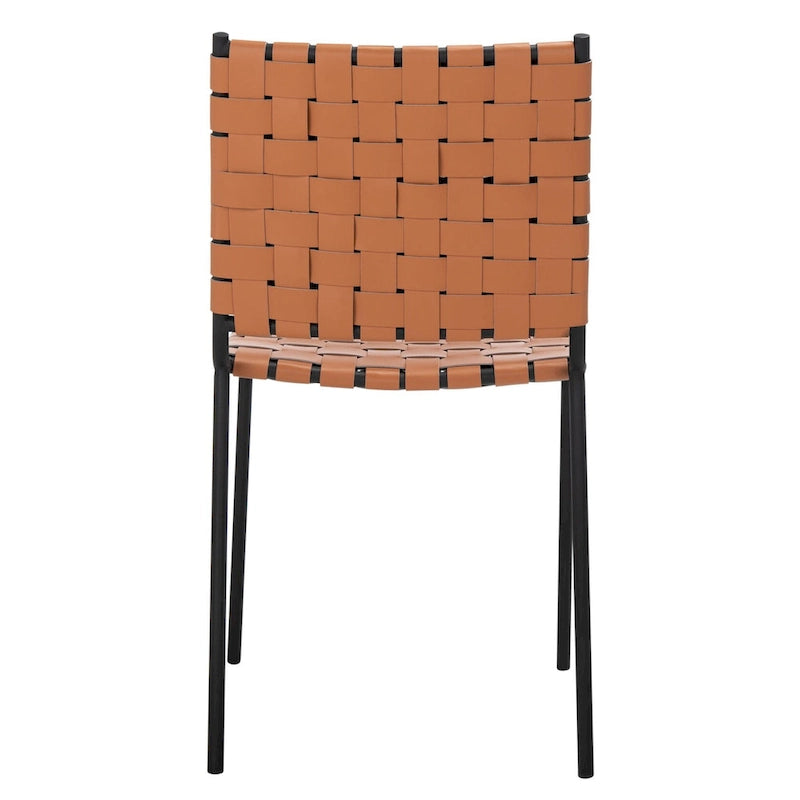 Woven Leather Dining Chair, Set of 2 – Multiple Colors, 17"W × 20.5"L × 33.8"H