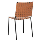 Woven Leather Dining Chair, Set of 2 – Multiple Colors, 17"W × 20.5"L × 33.8"H