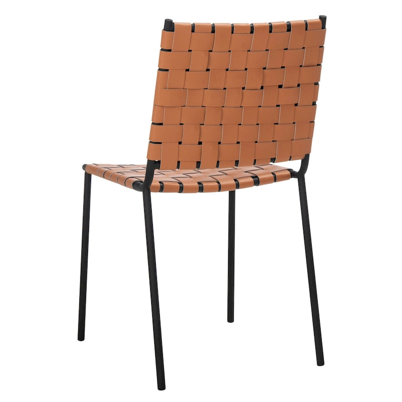 Woven Leather Dining Chair, Set of 2 – Multiple Colors, 17"W × 20.5"L × 33.8"H