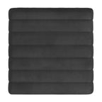 Black Faux Leather Square Ottoman, Channel Tufted, 1-Person, 19 Inch