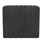 Black Faux Leather Square Ottoman, Channel Tufted, 1-Person, 19 Inch