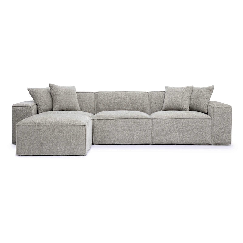 Chenille Basketweave Modular Sectional – Taupe / Cream / Charcoal, Seats 4–5, 115.3"W × 70"D × 28.2"H