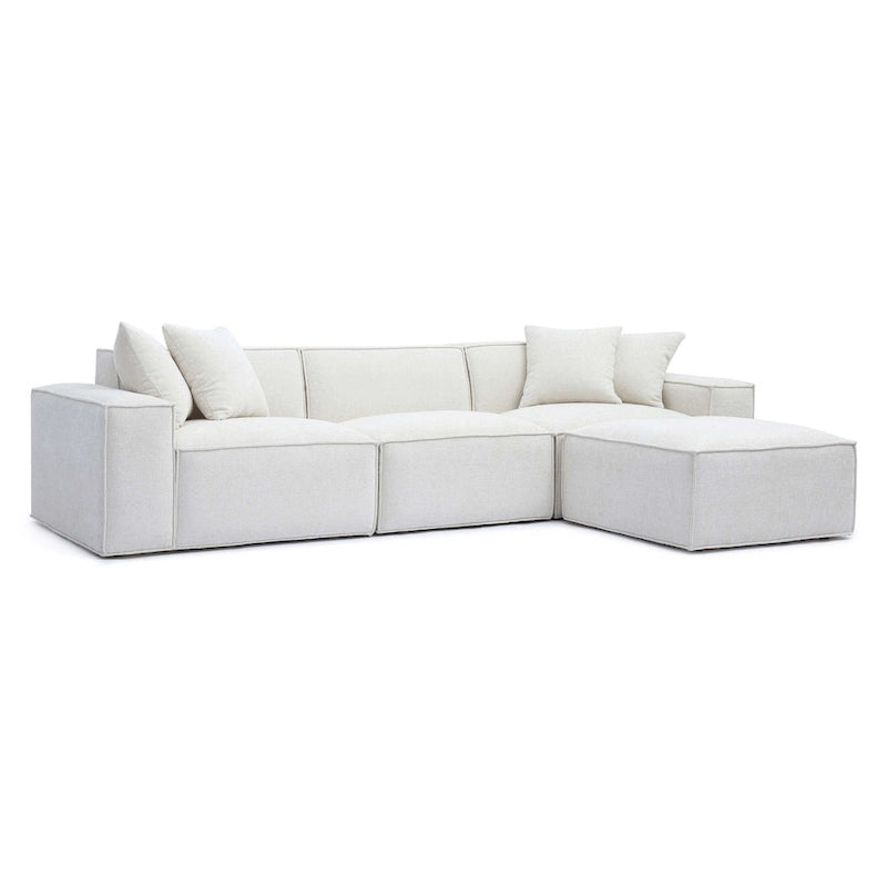 Chenille Basketweave Modular Sectional – Taupe / Cream / Charcoal, Seats 4–5, 115.3"W × 70"D × 28.2"H