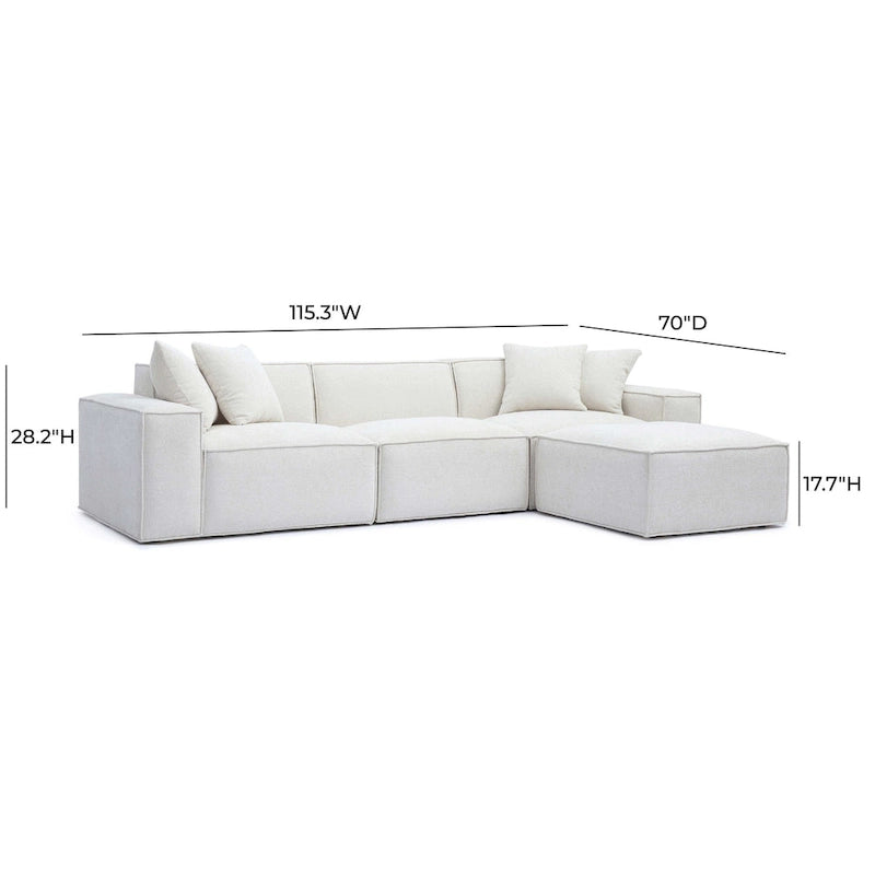 Chenille Basketweave Modular Sectional – Taupe / Cream / Charcoal, Seats 4–5, 115.3"W × 70"D × 28.2"H
