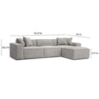 Chenille Basketweave Modular Sectional – Taupe / Cream / Charcoal, Seats 4–5, 115.3"W × 70"D × 28.2"H