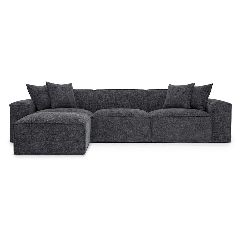 Chenille Basketweave Modular Sectional – Taupe / Cream / Charcoal, Seats 4–5, 115.3"W × 70"D × 28.2"H