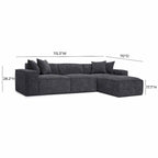 Chenille Basketweave Modular Sectional – Taupe / Cream / Charcoal, Seats 4–5, 115.3"W × 70"D × 28.2"H