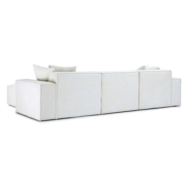 Chenille Basketweave Modular Sectional – Taupe / Cream / Charcoal, Seats 4–5, 115.3"W × 70"D × 28.2"H