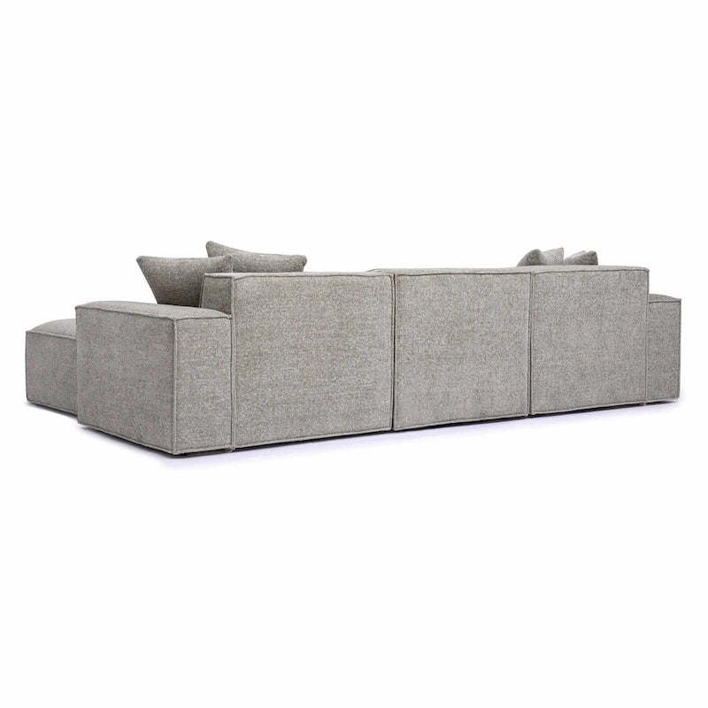 Chenille Basketweave Modular Sectional – Taupe / Cream / Charcoal, Seats 4–5, 115.3"W × 70"D × 28.2"H