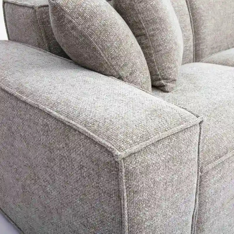 Chenille Basketweave Modular Sectional – Taupe / Cream / Charcoal, Seats 4–5, 115.3"W × 70"D × 28.2"H