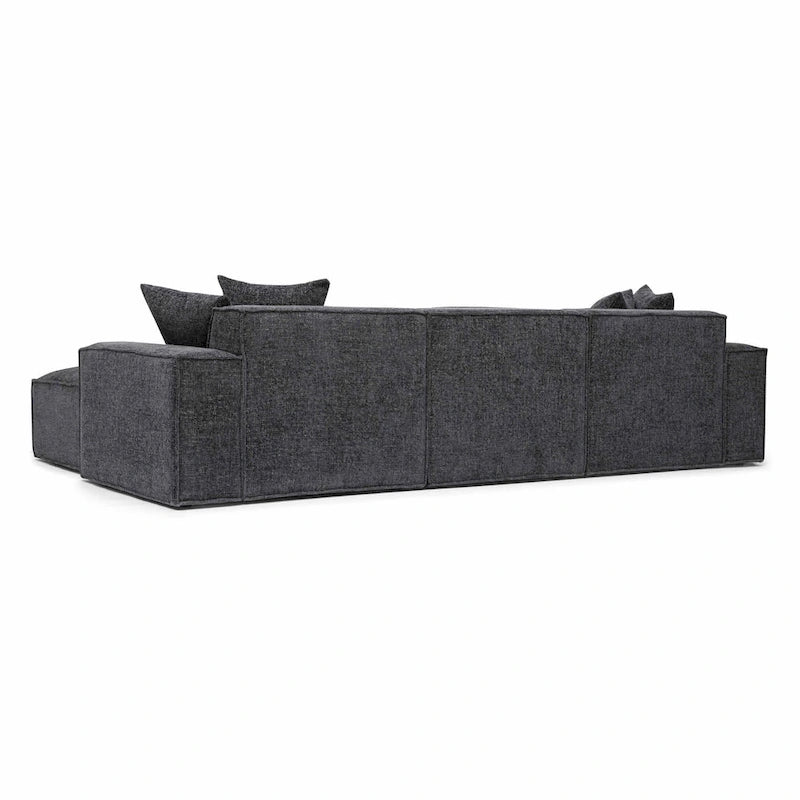 Chenille Basketweave Modular Sectional – Taupe / Cream / Charcoal, Seats 4–5, 115.3"W × 70"D × 28.2"H