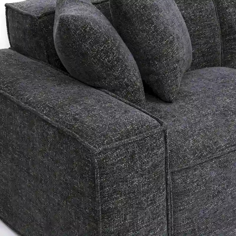 Chenille Basketweave Modular Sectional – Taupe / Cream / Charcoal, Seats 4–5, 115.3"W × 70"D × 28.2"H