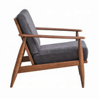 Lissa Accent Chair, Charcoal Gray Soft Cushioning, Brown Wood Frame