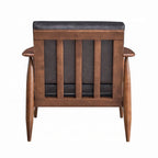 Lissa Accent Chair, Charcoal Gray Soft Cushioning, Brown Wood Frame