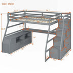 Full Size Loft Bed with Drawers and Desk