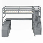 Full Size Loft Bed with Drawers and Desk