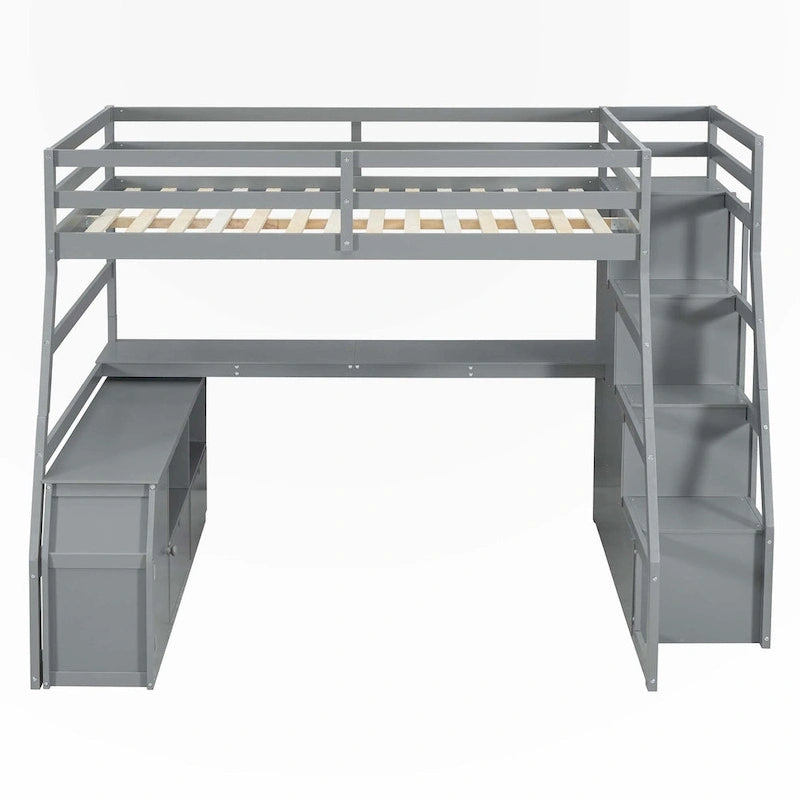 Full Size Loft Bed with Drawers and Desk