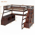 Full Size Loft Bed with Drawers and Desk