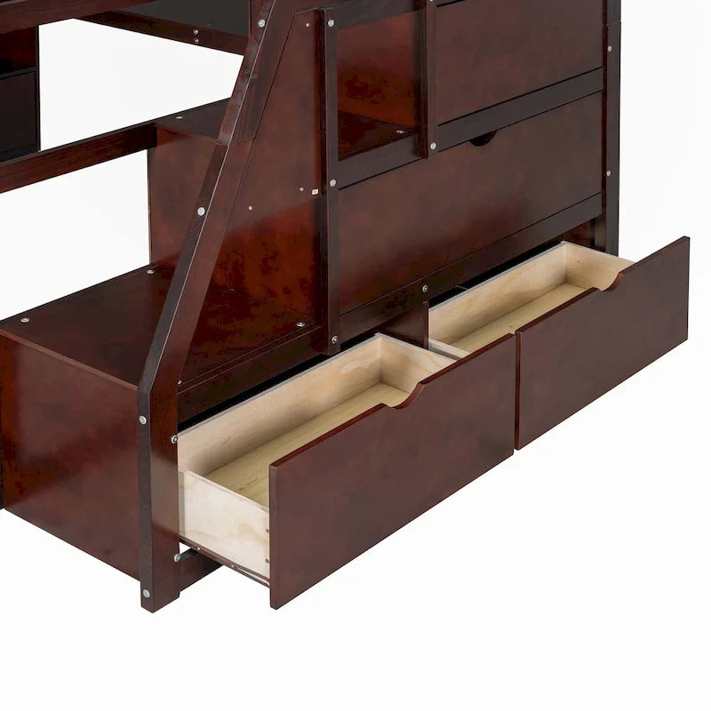 Full Size Loft Bed with Drawers and Desk