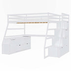 Full Size Loft Bed with Drawers and Desk