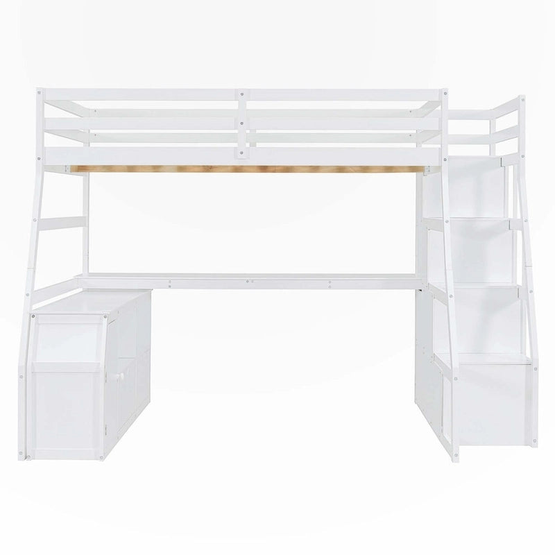 Full Size Loft Bed with Drawers and Desk