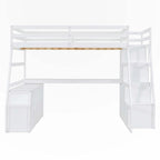 Full Size Loft Bed with Drawers and Desk