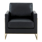 Lincoln Leather Accent Chair With Gold Frame Modern Single Seater Sofa for Living Room and Bedroom - 34