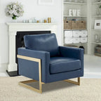 Lincoln Leather Accent Chair With Gold Frame Modern Single Seater Sofa for Living Room and Bedroom - 34