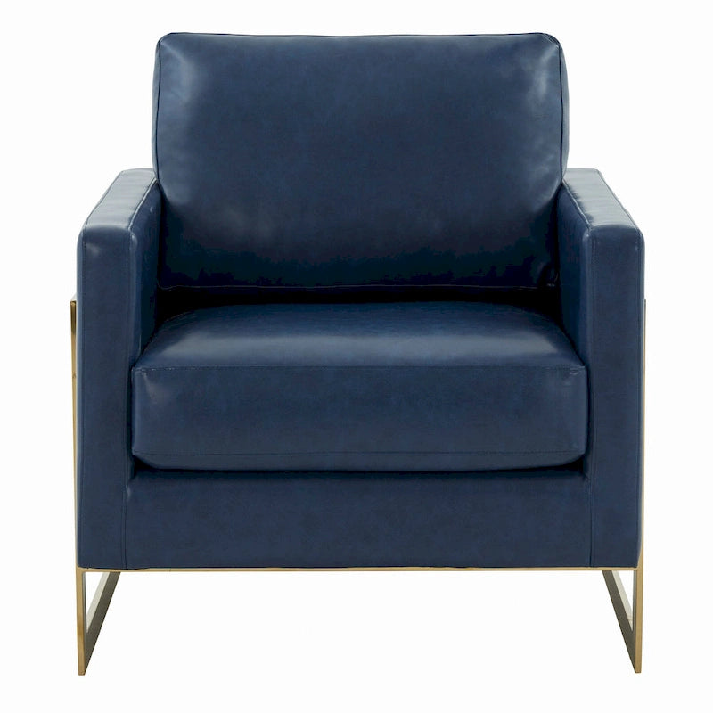 Lincoln Leather Accent Chair With Gold Frame Modern Single Seater Sofa for Living Room and Bedroom - 34
