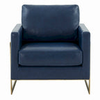 Lincoln Leather Accent Chair With Gold Frame Modern Single Seater Sofa for Living Room and Bedroom - 34