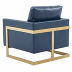 Lincoln Leather Accent Chair With Gold Frame Modern Single Seater Sofa for Living Room and Bedroom - 34