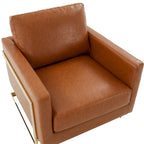 Lincoln Leather Accent Chair With Gold Frame Modern Single Seater Sofa for Living Room and Bedroom - 34