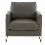 Lincoln Leather Accent Chair With Gold Frame Modern Single Seater Sofa for Living Room and Bedroom - 34